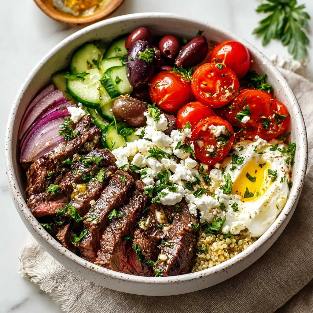 Hearty Mediterranean Steak Bowl: Healthy & Flavorful - Image 1