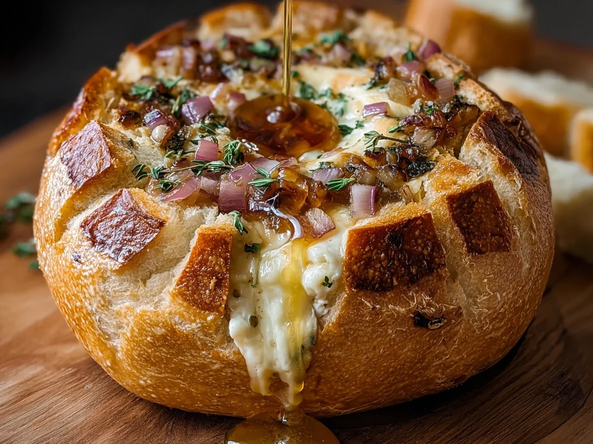 Baked Brie Bread Bowl with Hot Honey, Onions & Thyme - Image 2