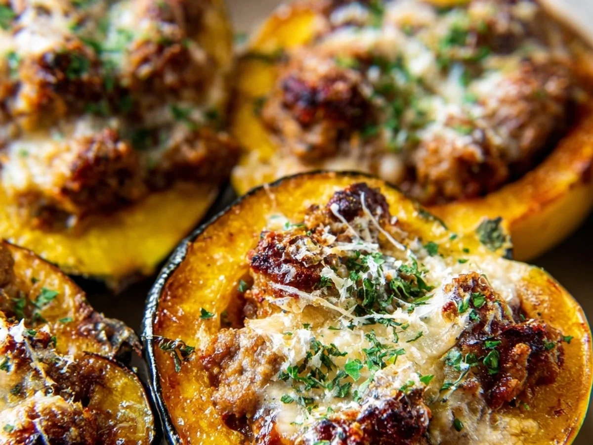 Beef Sausage Parmesan Stuffed Acorn Squash Recipe - Image 2