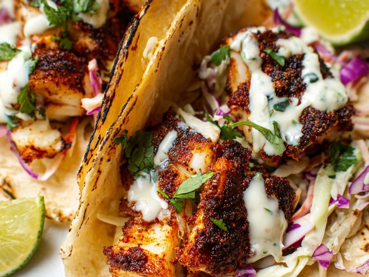 Blackened Fish Tacos with Zesty Slaw & Creamy Sauce - Image 2