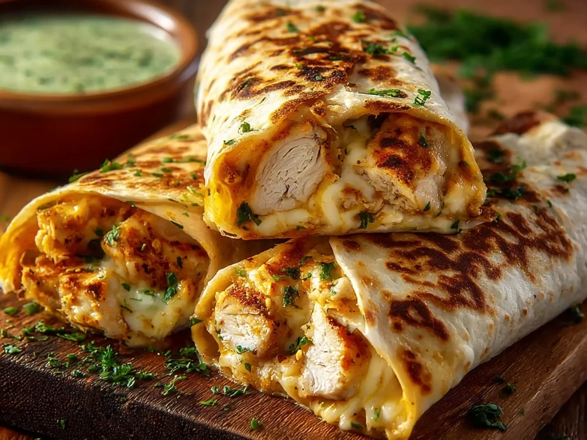 Cheesy Garlic Chicken Wraps - Quick & Melty Comfort Food - Image 1