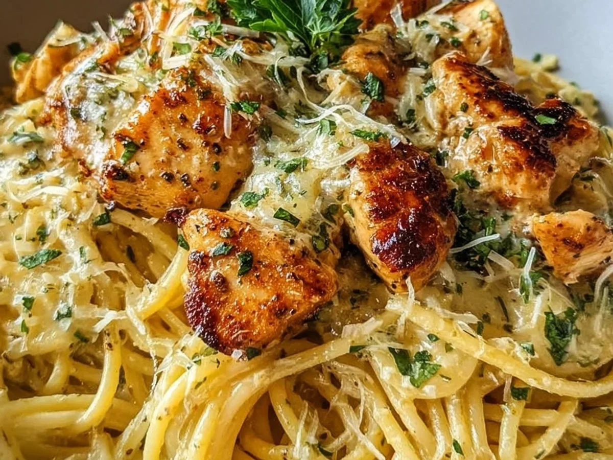 Creamy Cajun Chicken Spaghetti with Garlic Mozzarella - Image 1