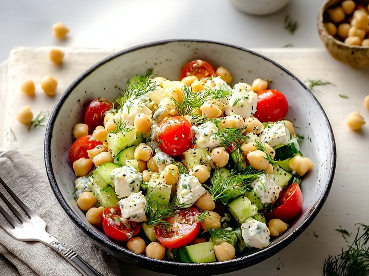 Creamy Cottage Cheese Chickpeas Salad: Quick Lunch - Image 1