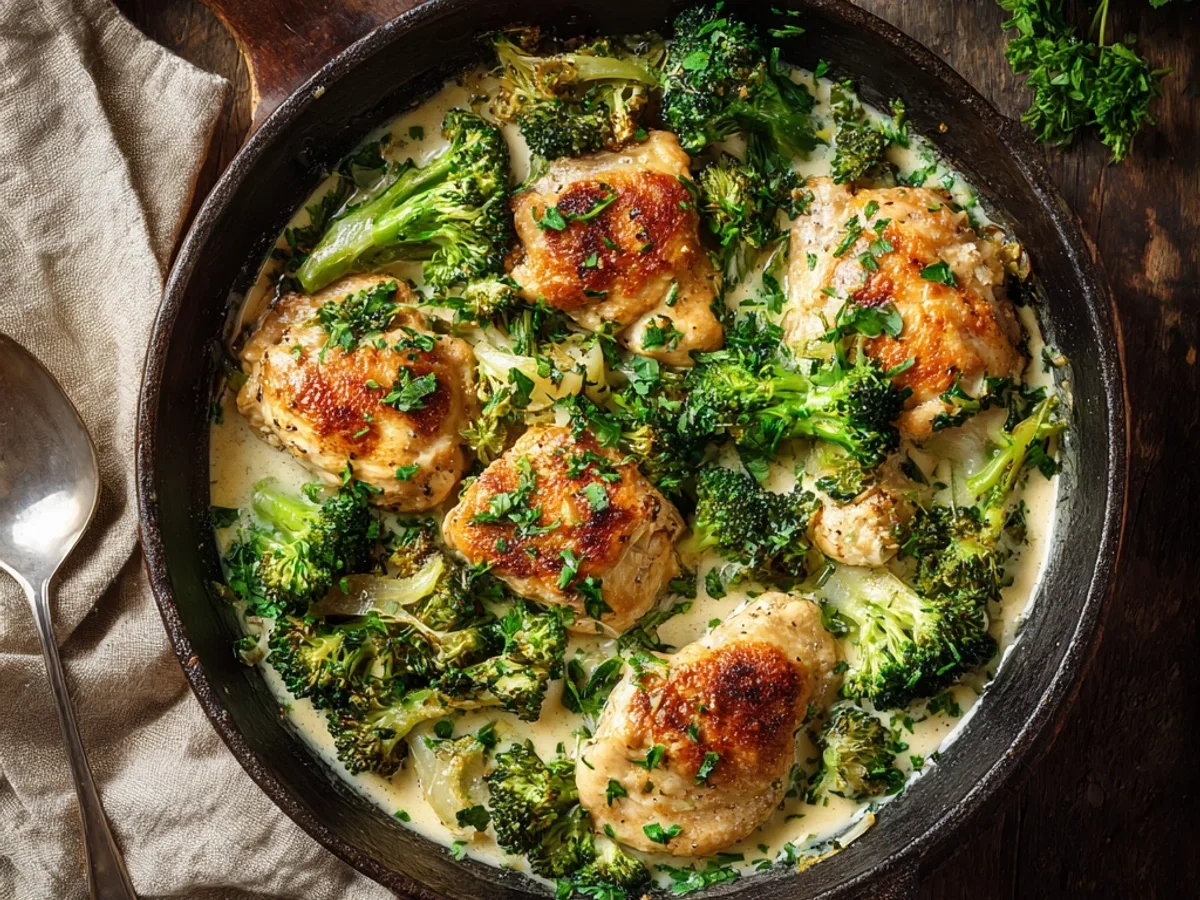 Creamy Garlic Chicken Broccoli Skillet – Quick - Image 1