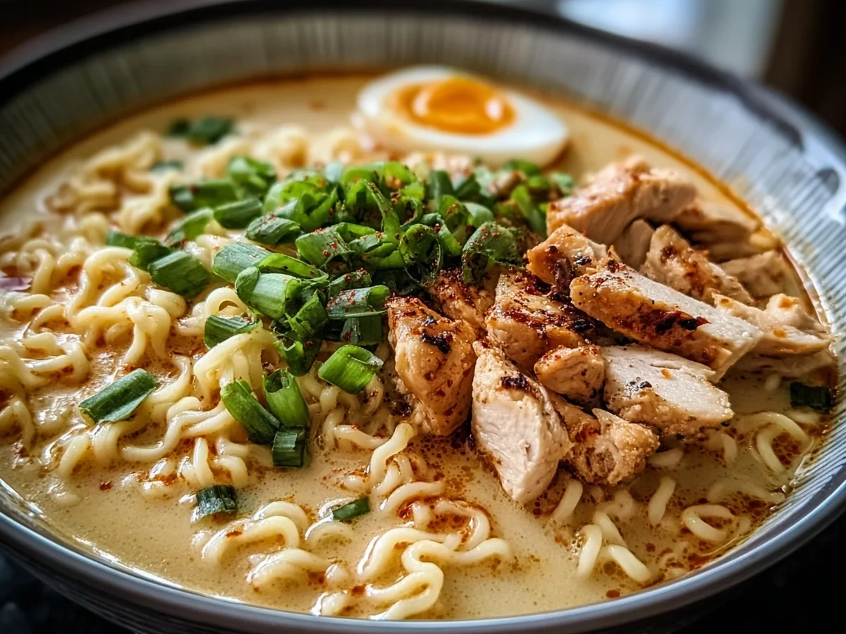 Creamy Garlic Chicken Ramen Recipe - Image 1