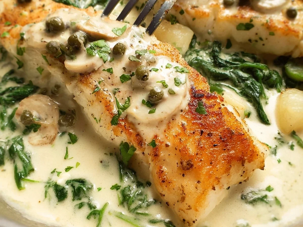Creamy Halibut Dinner with Lemon Herb Sauce - Image 1