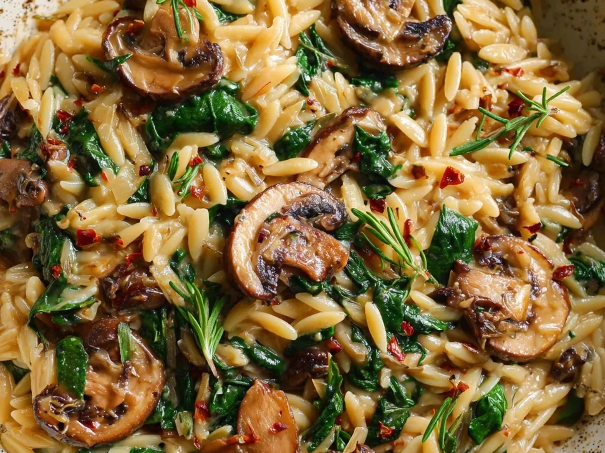 Creamy Spinach & Mushroom Orzo: 30-Min, One-Pan Wonder - Image 1