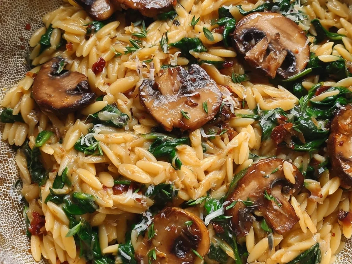 Creamy Spinach & Mushroom Orzo: 30-Min, One-Pan Wonder - Image 2