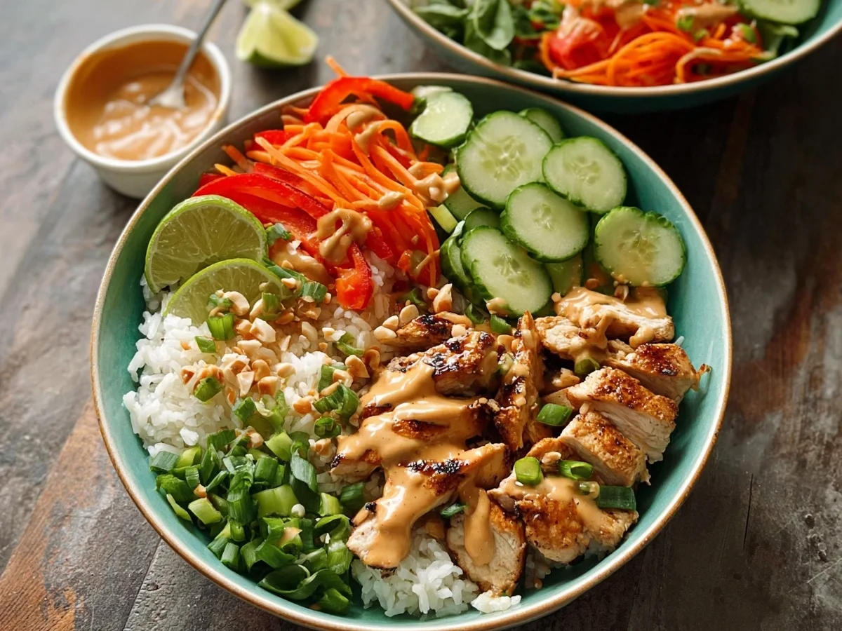 Creamy Thai Peanut Chicken Buddha Bowl for Dinner - Image 2