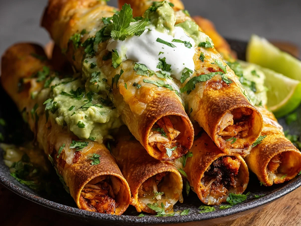 Crispy Baked Chicken Taquitos with Zesty Avocado Crema - Image 1