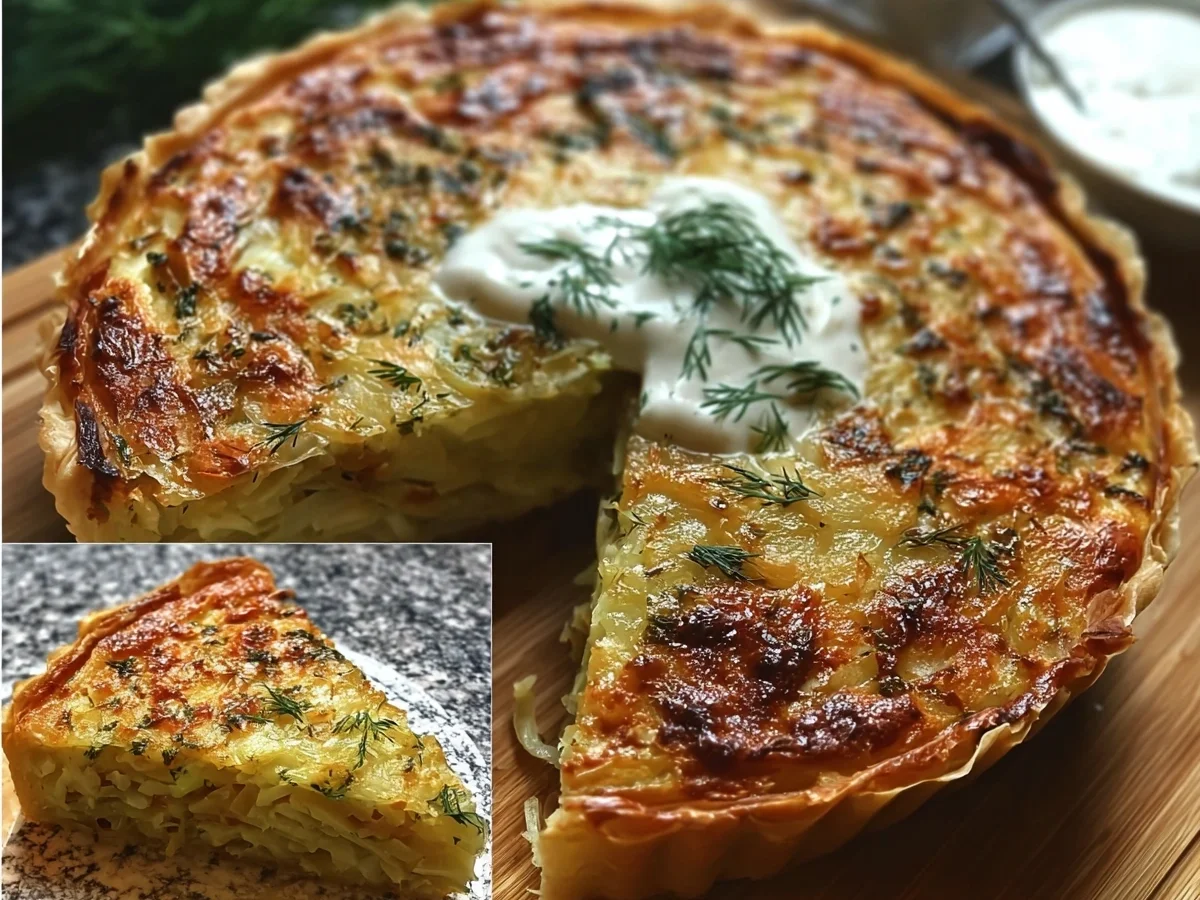 Crispy Cabbage Pie with Tangy Dill Cream Sauce - Image 1