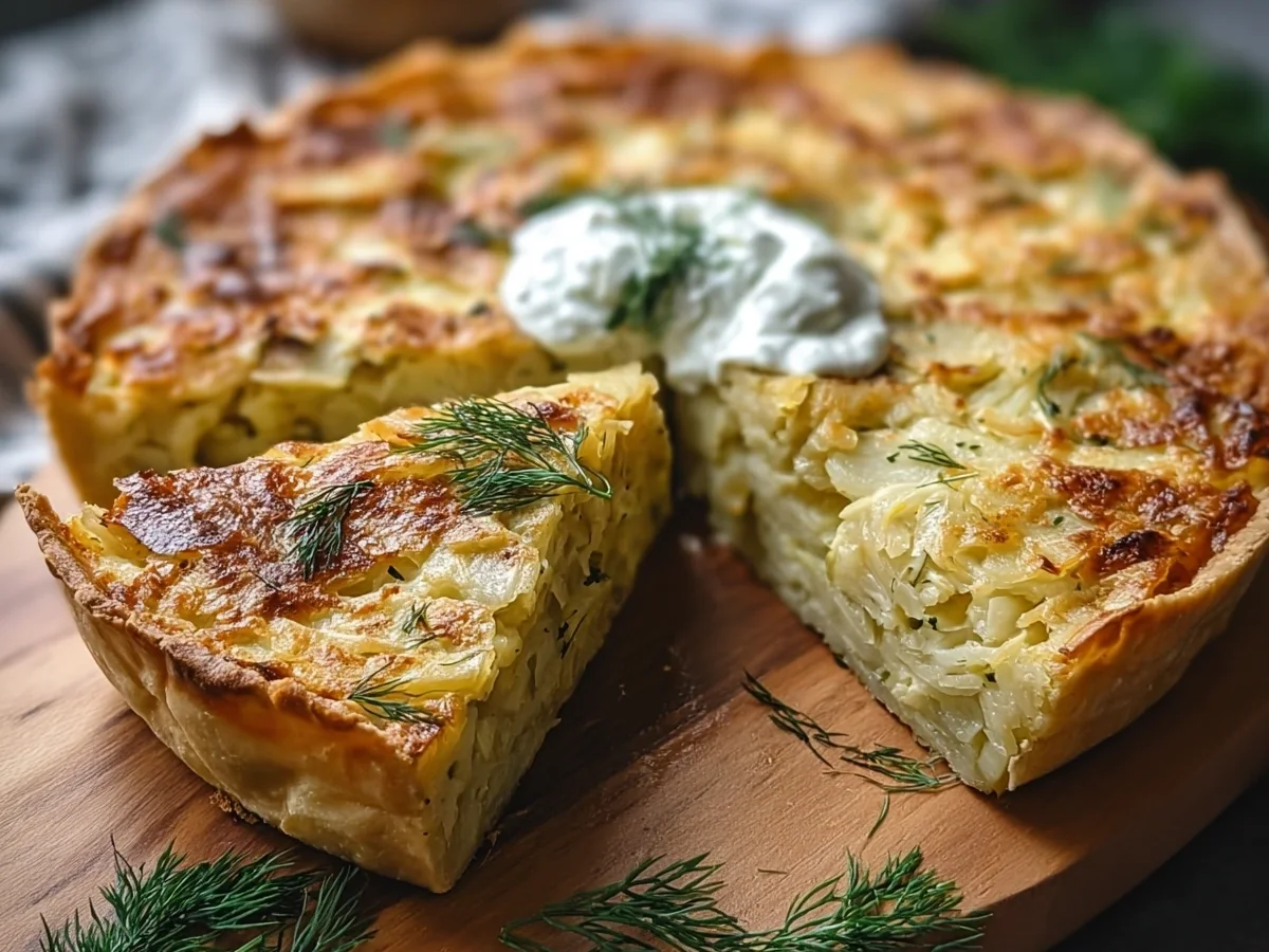Crispy Cabbage Pie with Tangy Dill Cream Sauce - Image 2