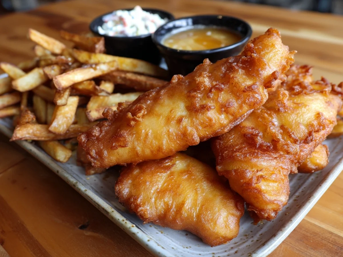 Crispy Non-Alcoholic Beer Battered Fish and Chips Recipe - Image 1
