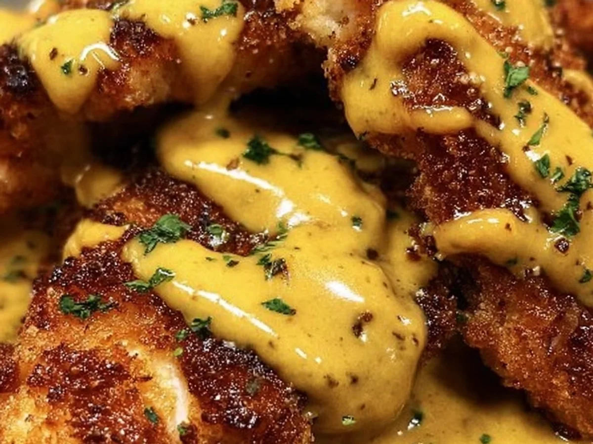 Crispy Pretzel Chicken with Tangy Mustard-Cheddar Sauce - Image 2