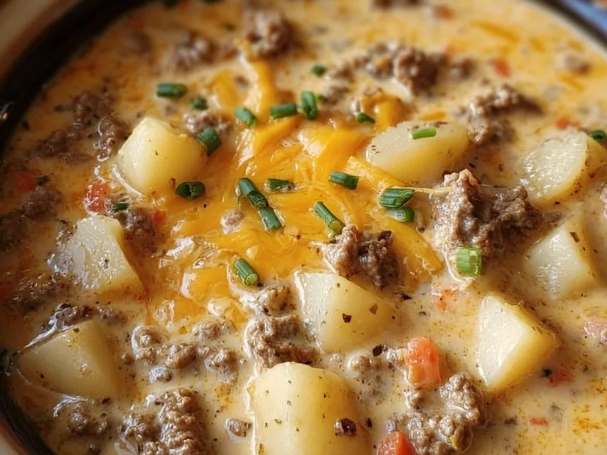 Crockpot Creamy Potato Hamburger Soup: Easy Weeknight Meal - Image 1