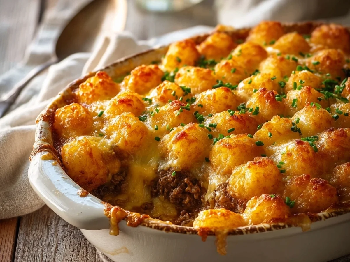 Easy Beef Tater Tot Casserole Bake - Image 1