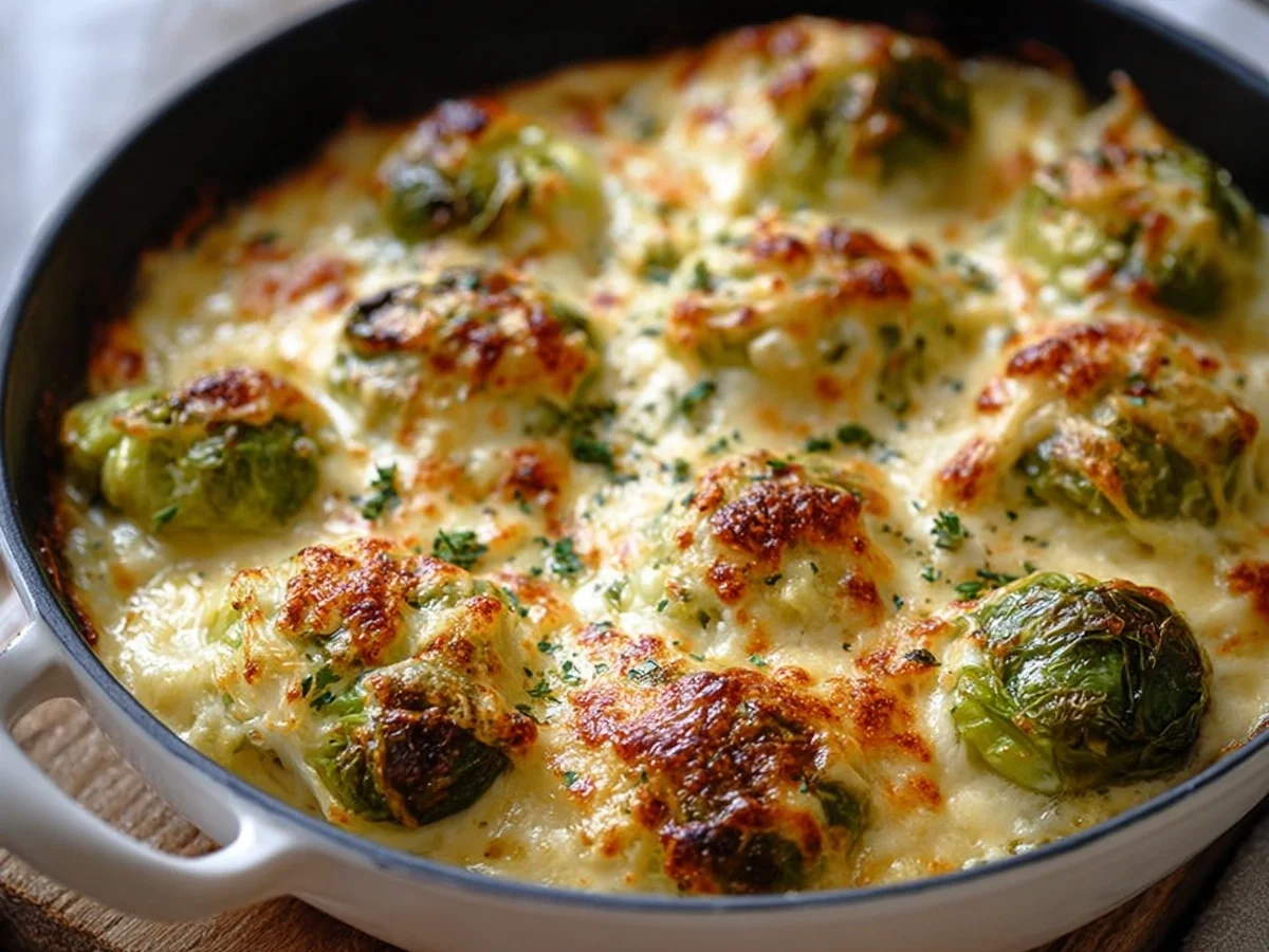 Easy Creamy Cheesy Brussels Sprouts Bake - Image 2