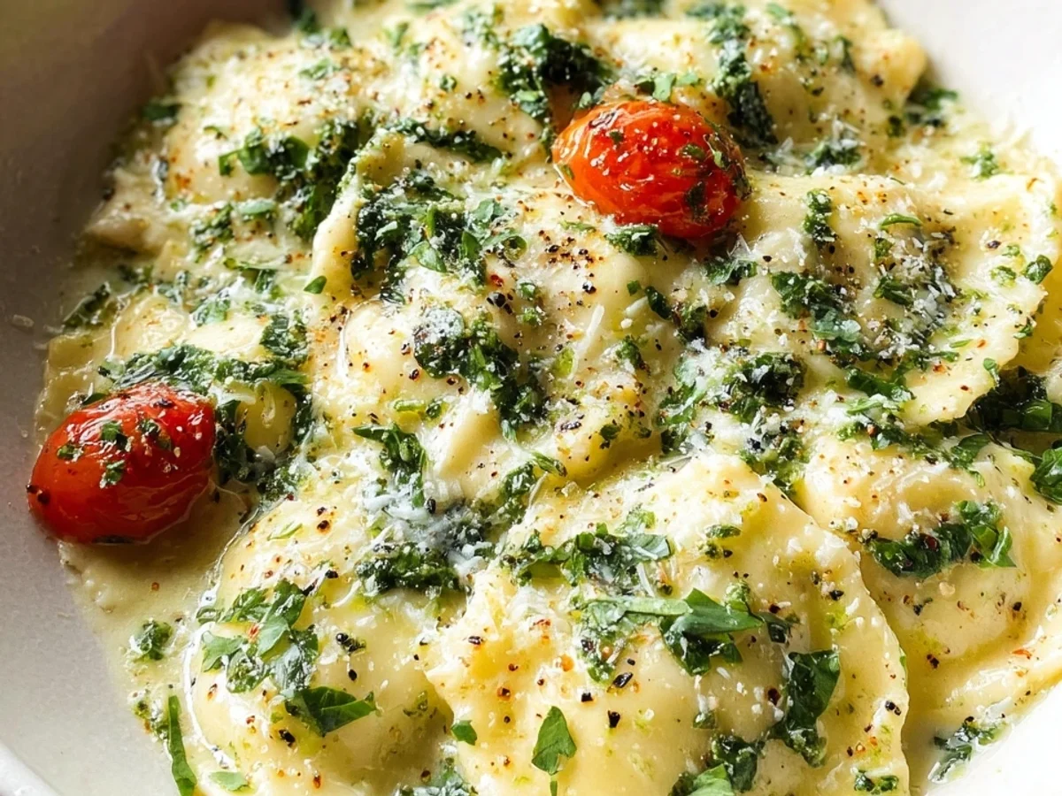 Easy Creamy Pesto Ravioli Dinner - Image 1