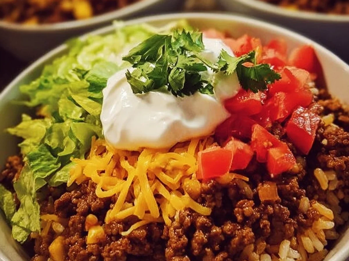 Easy Taco Rice Bowl: Quick Family Dinner Recipe - Image 1