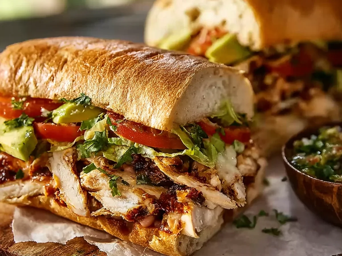 Flavorful Chicken Torta Sandwich: Zesty Lunch Delight - Image 2
