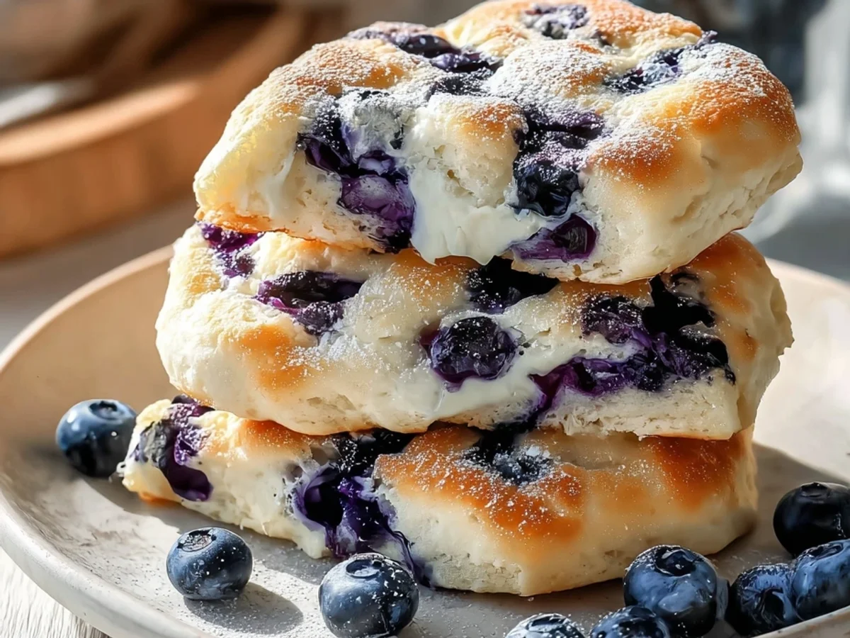 Fluffy Cottage Cheese Blueberry Cloud Bread for Breakfast - Image 1