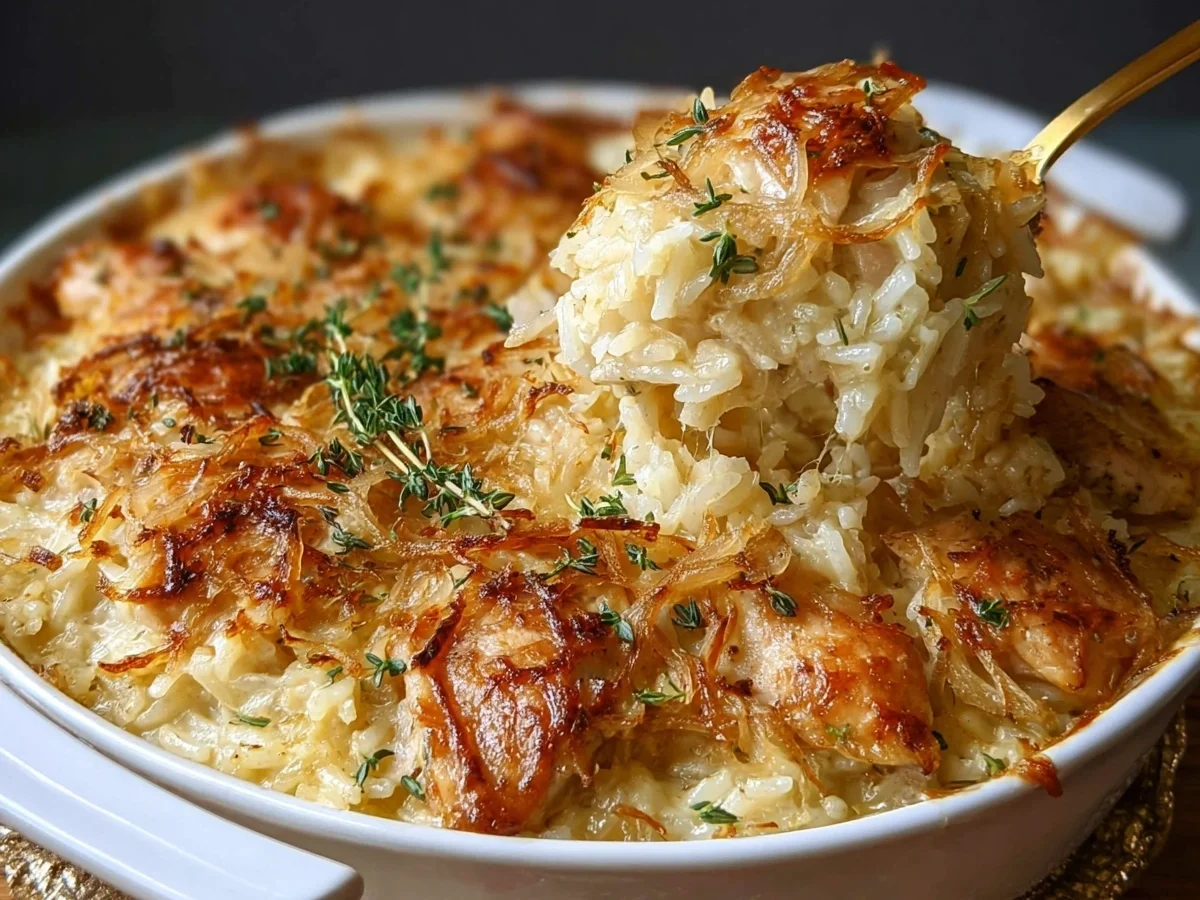 French Onion Chicken Rice Bake: Weeknight Comfort Meal - Image 1