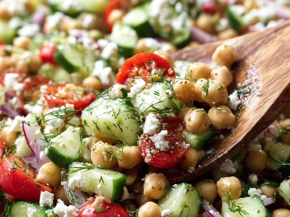 Fresh Chickpea Cucumber Salad with Feta & Tomatoes - Image 2