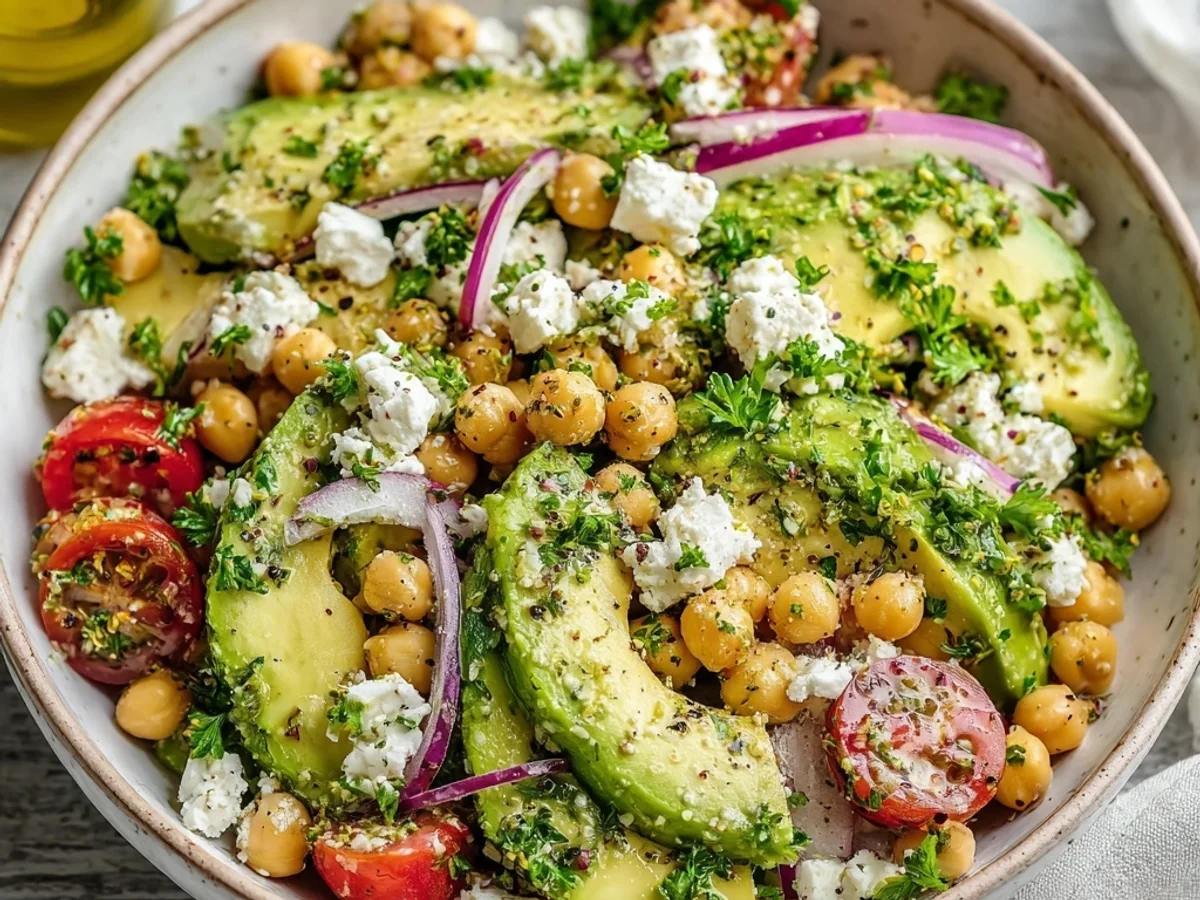 Fresh Chickpea Feta Avocado Salad for Sunny Days - Image 1