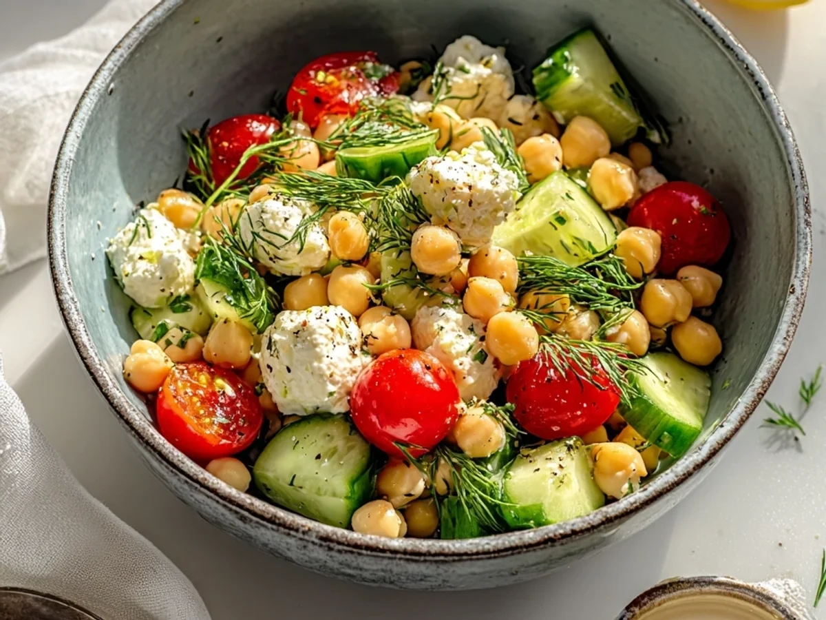 Fresh Cottage Cheese and Chickpeas Salad - Image 1