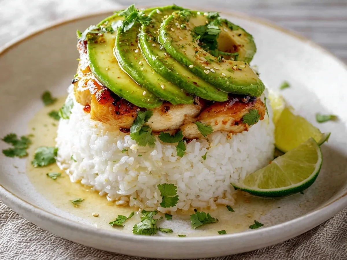 Fresh Honey Lime Chicken Avocado Rice Stack - Image 1