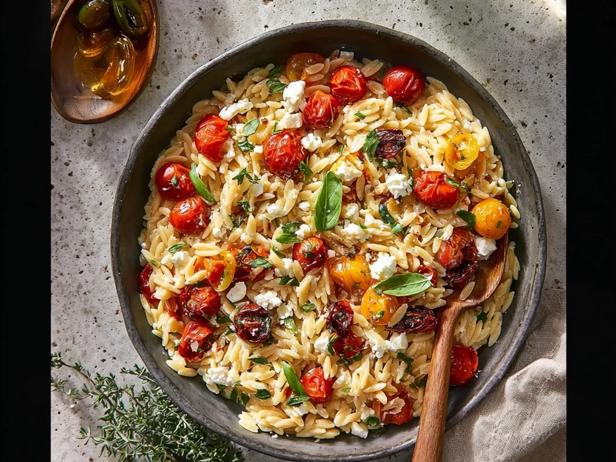 Fresh Orzo Tomatoes Feta: Mediterranean Pasta Quick Fix - Image 1