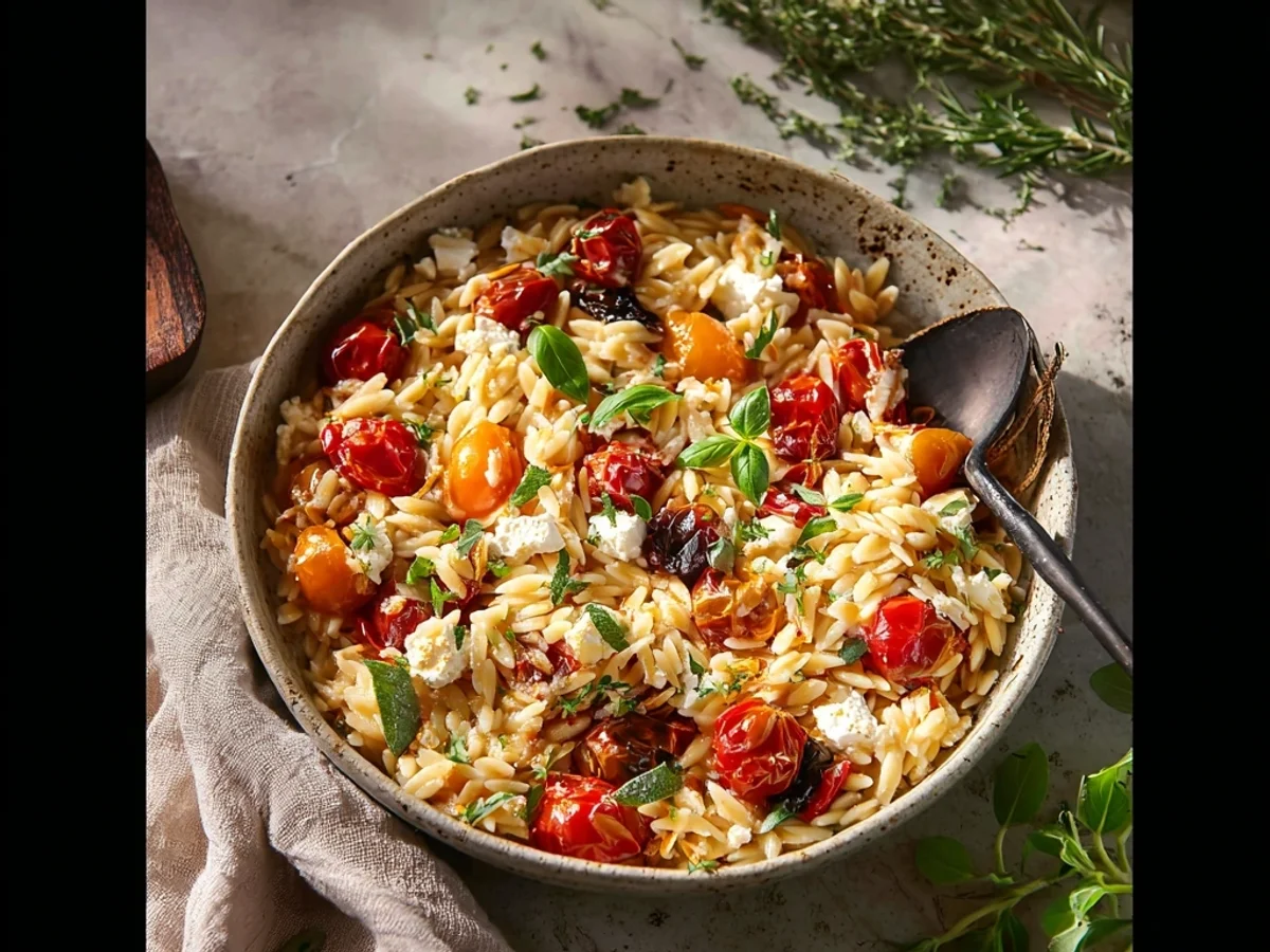 Fresh Orzo Tomatoes Feta: Mediterranean Pasta Quick Fix - Image 2