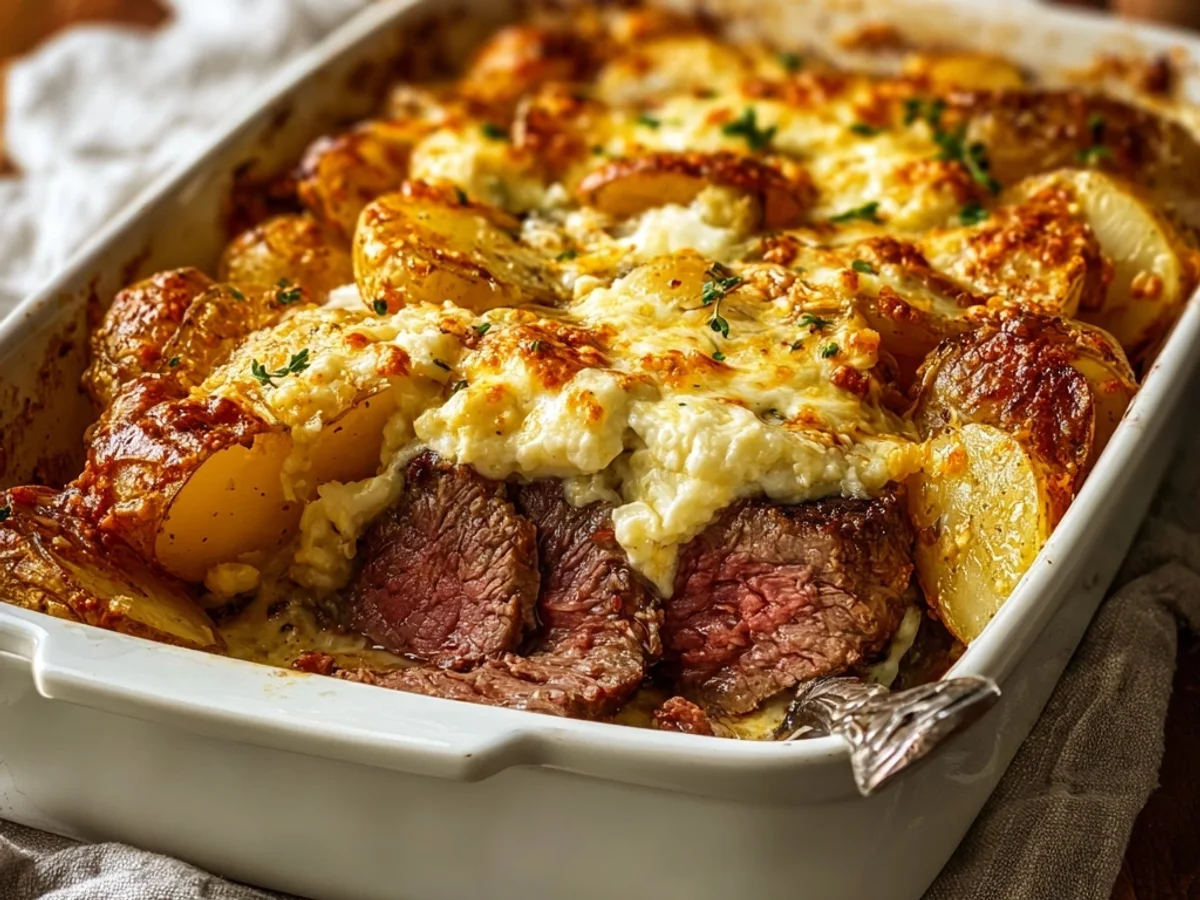Garlic Butter Steak Cheddar Potato Bake: A Weekend Favorite - Image 1