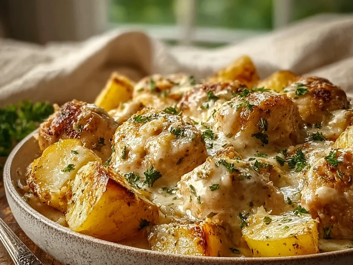 Garlic Parmesan Crockpot Chicken & Potatoes: Creamy - Image 1