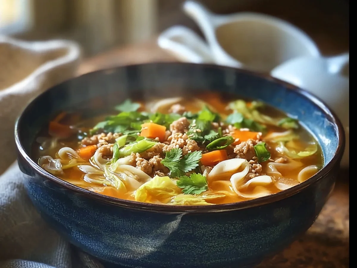Hearty Asian Egg Roll Soup: Flavorful Bowl of Comfort - Image 1