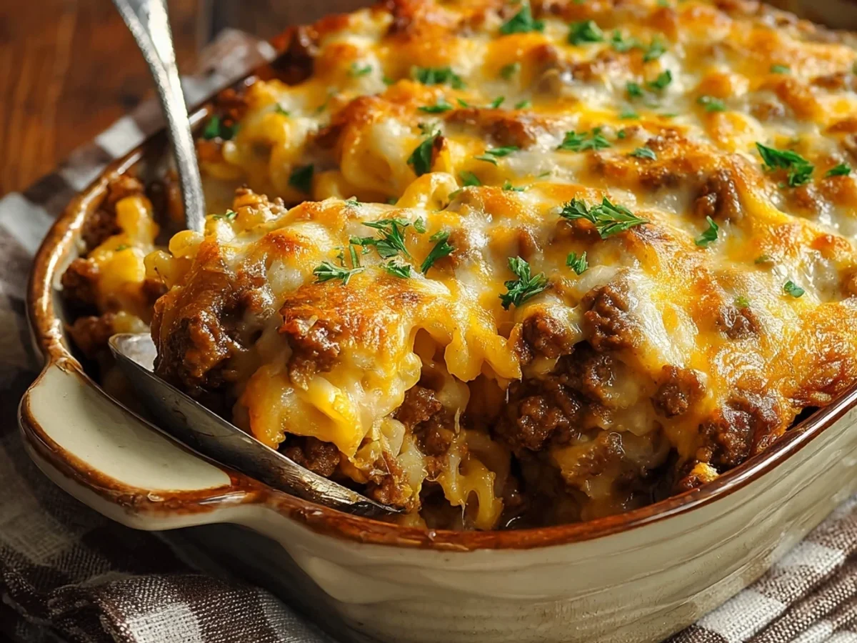 Hearty Cheesy Hamburger Casserole: A Weeknight Favorite - Image 1