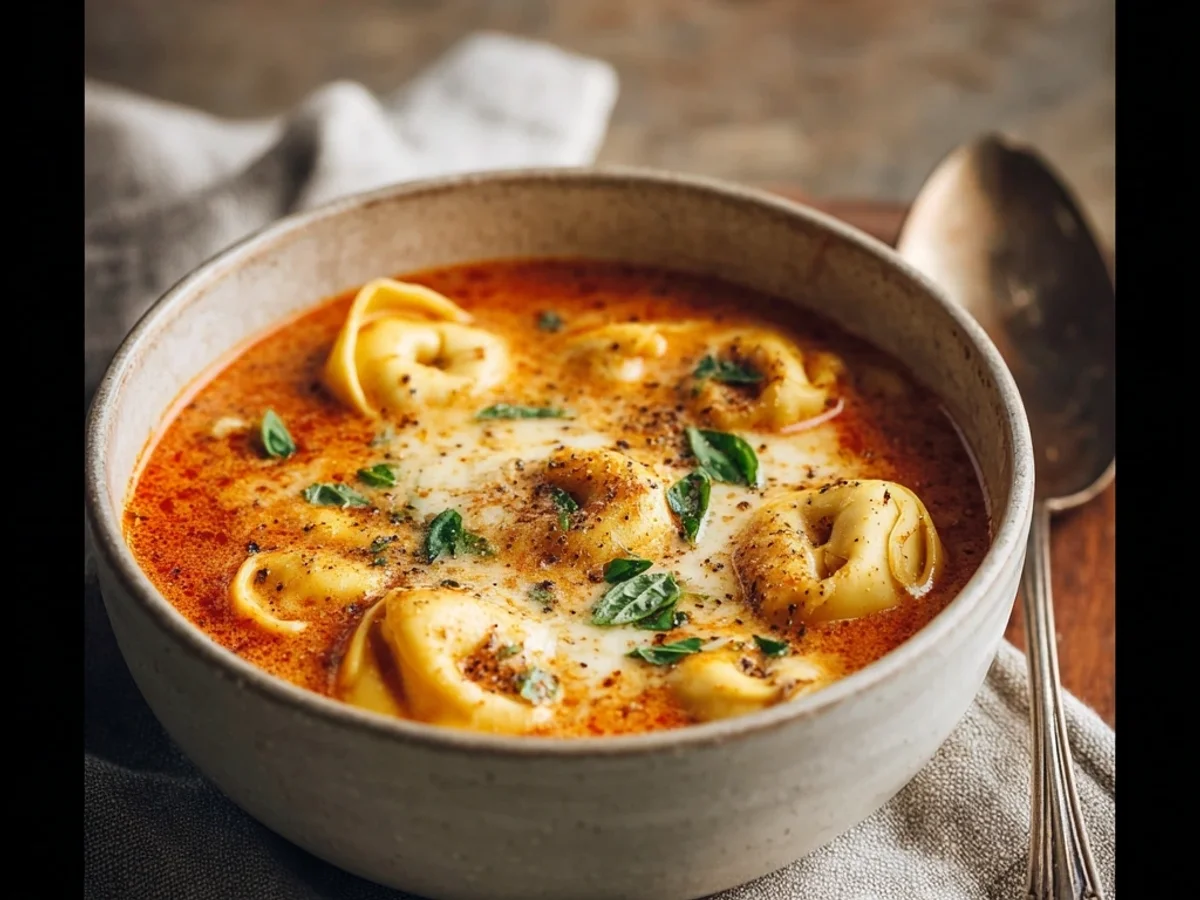 Hearty Cheesy Tomato Tortellini Soup for Easy Dinners - Image 1