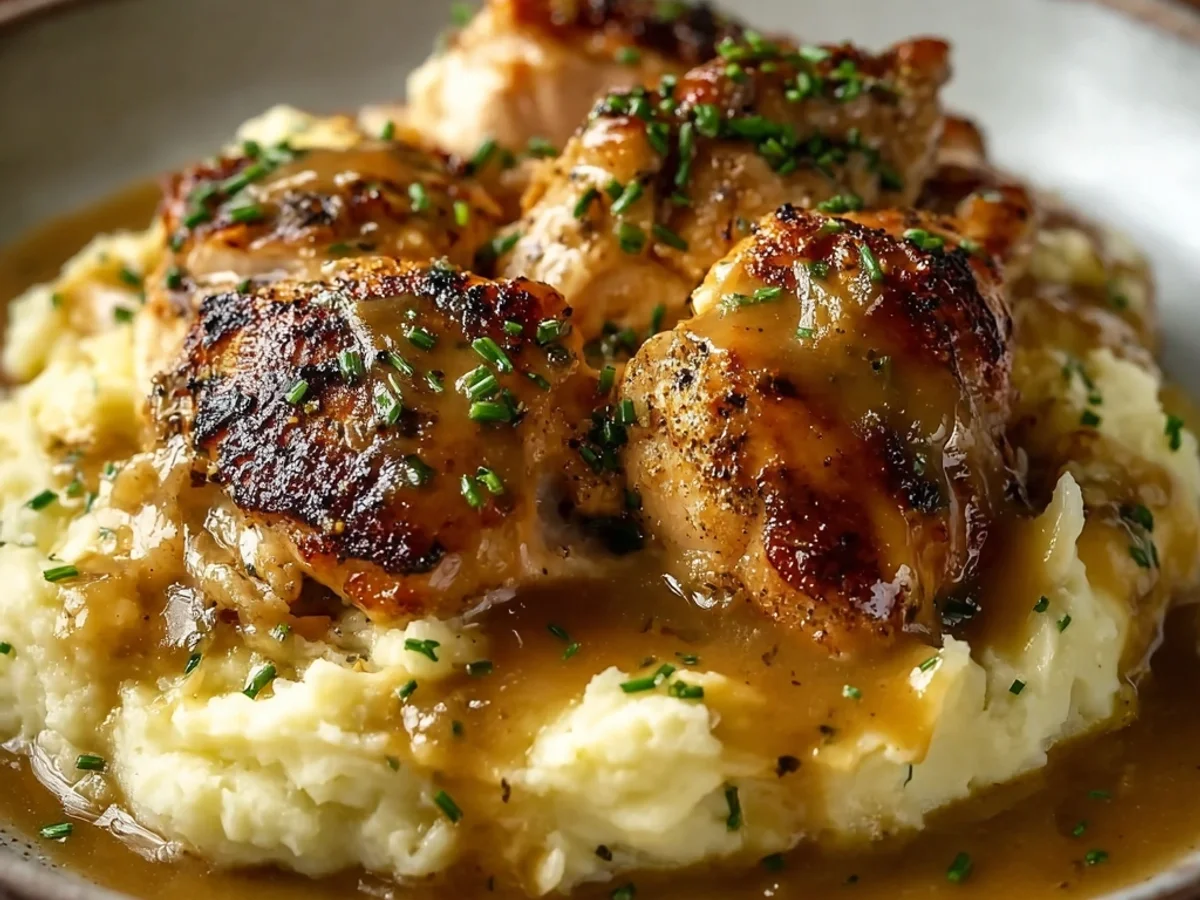 Hearty Chicken and Garlic Gravy with Cheesy Mashed Potatoes - Image 2