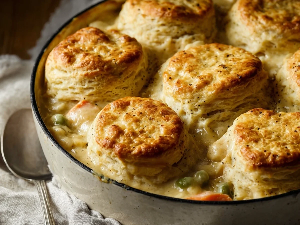 Hearty Chicken Pot Pie with Fluffy Biscuits - Image 1