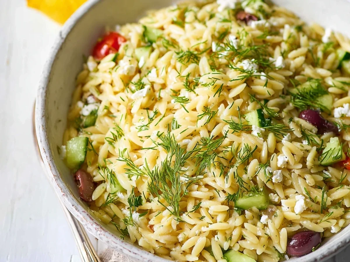 Hearty Greek Orzo Pasta: Zesty Lemon & Feta - Image 1