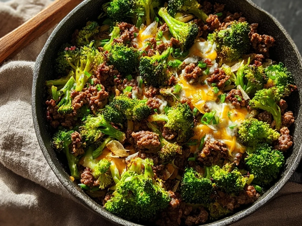 Hearty Keto Hamburger Broccoli Skillet Dinner - Image 1