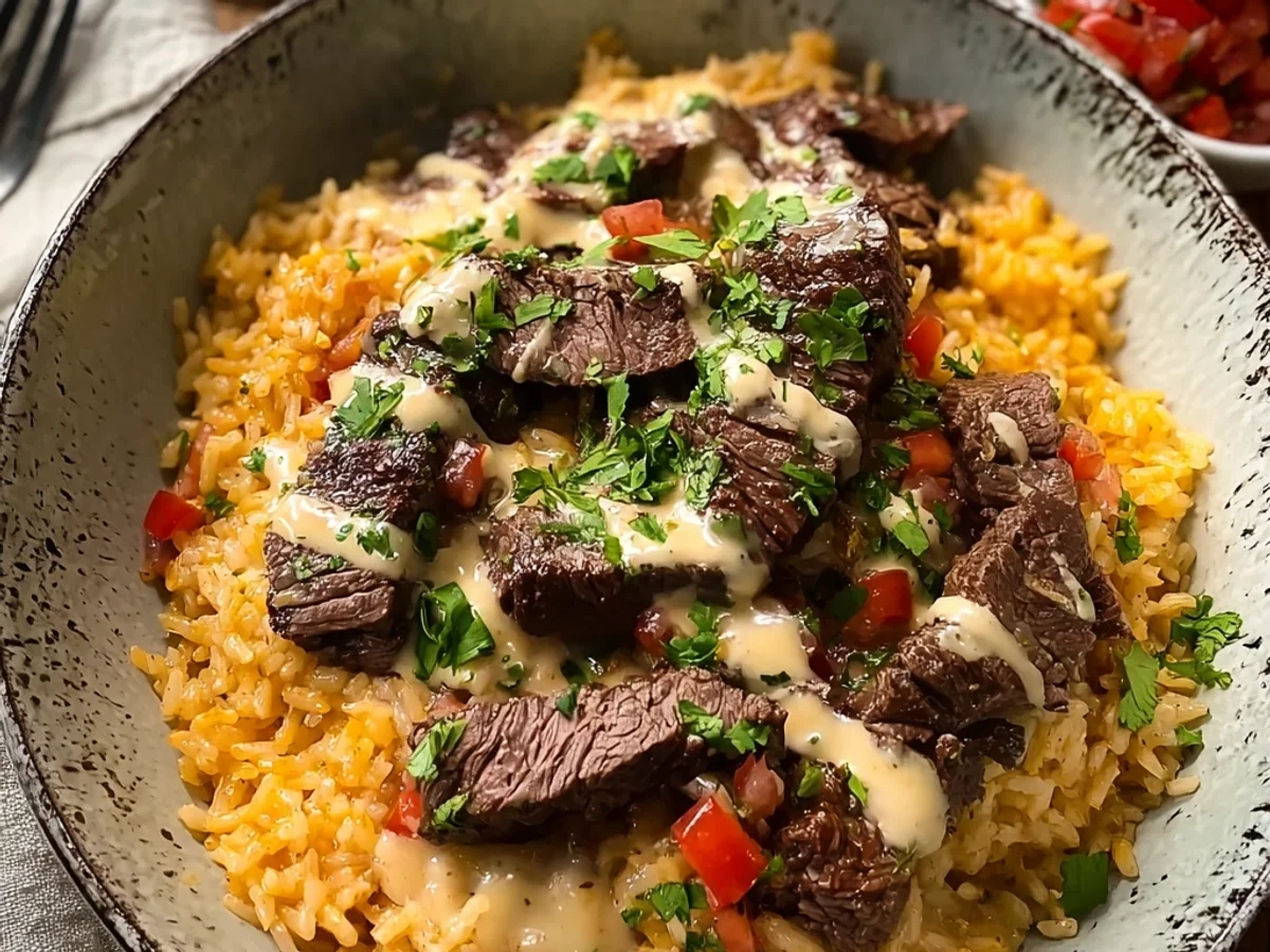 Hearty Steak Queso Rice: Skillet Dinner Bliss - Image 1
