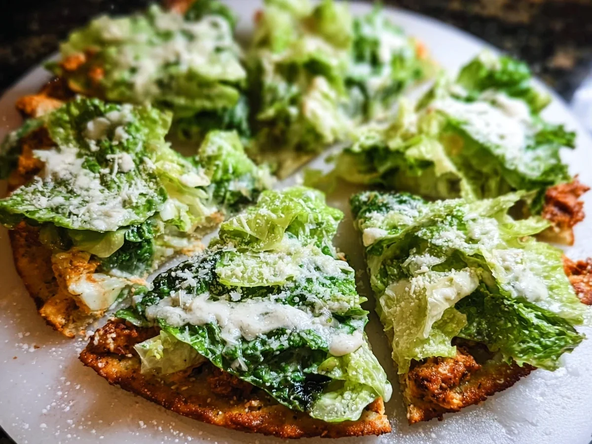 High Protein Chicken Crust Caesar Salad Pizza - Image 1