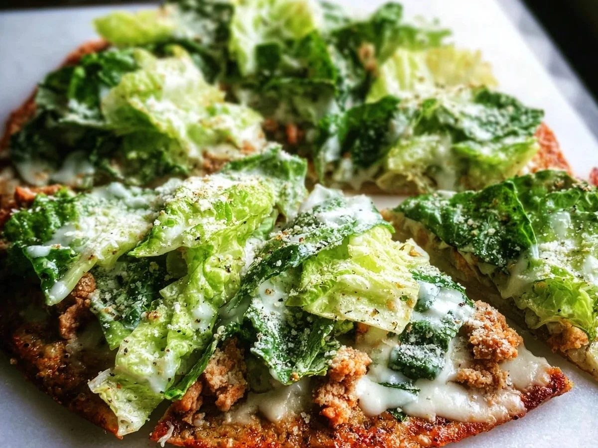 High Protein Chicken Crust Caesar Salad Pizza - Image 2