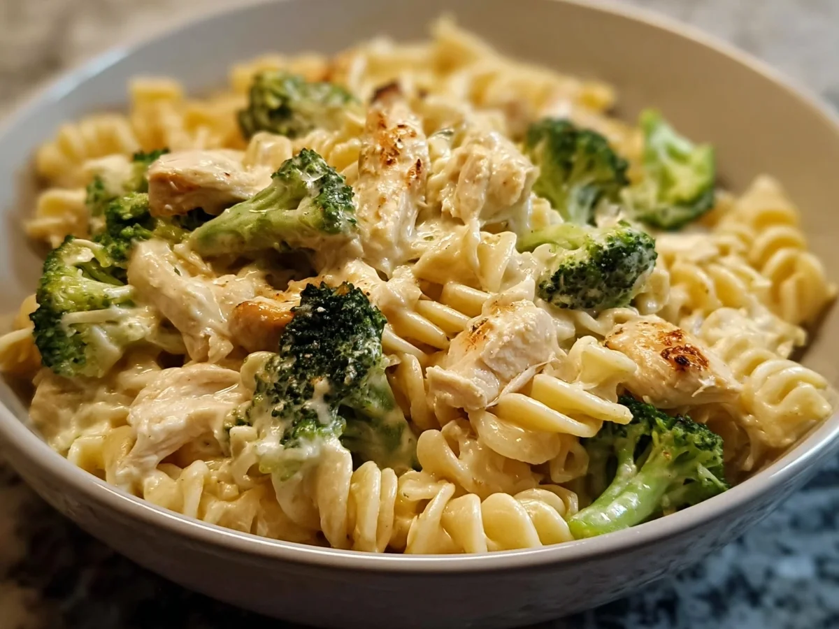 High Protein Creamy Rotisserie Chicken Broccoli Pasta - Image 2