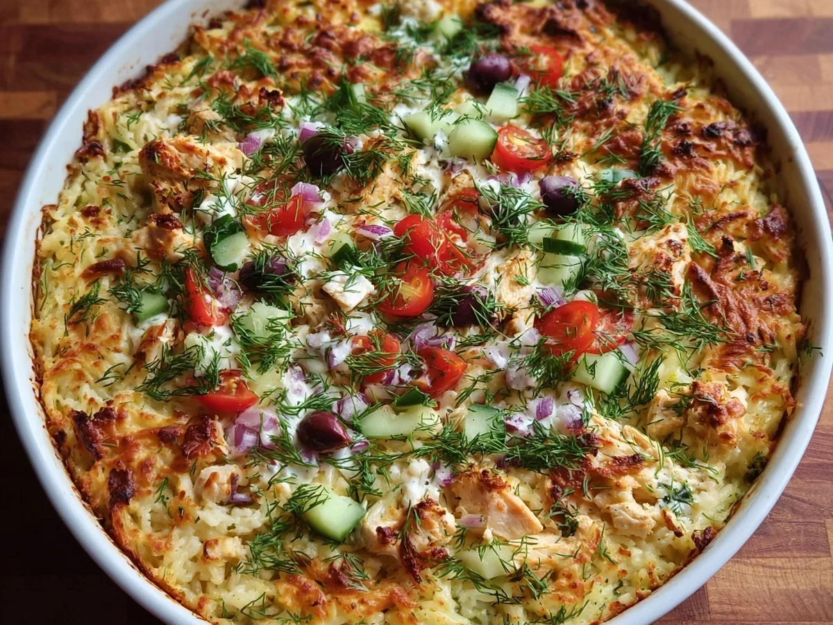 High Protein Dump & Bake Chicken Tzatziki Casserole - Image 1
