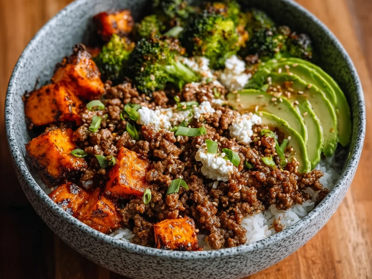 High Protein Ground Beef Hot Honey Bowl Meal Prep - Image 1