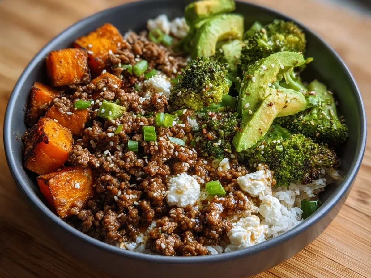 High Protein Ground Beef Hot Honey Bowl Meal Prep - Image 2