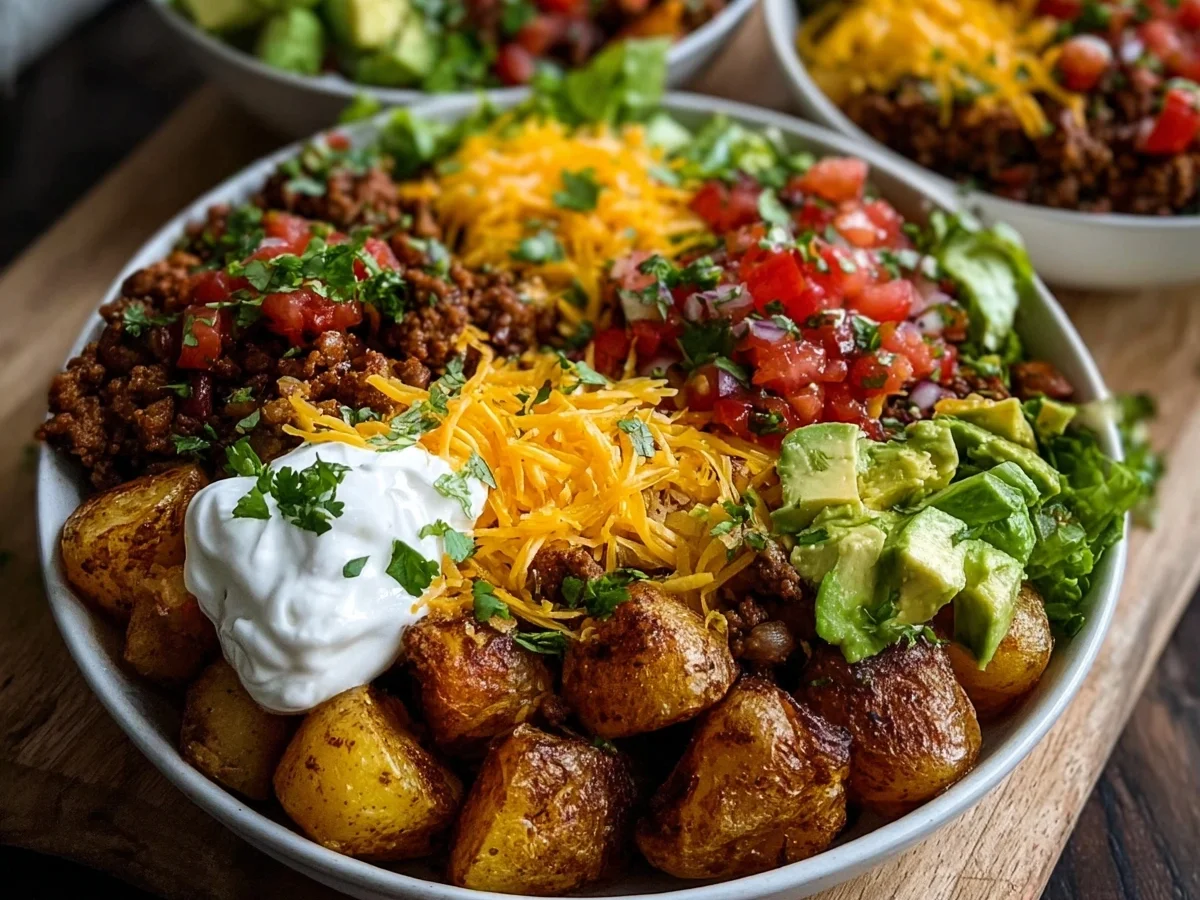 High-Protein Loaded Potato Taco Bowl Meal Prep - Image 1