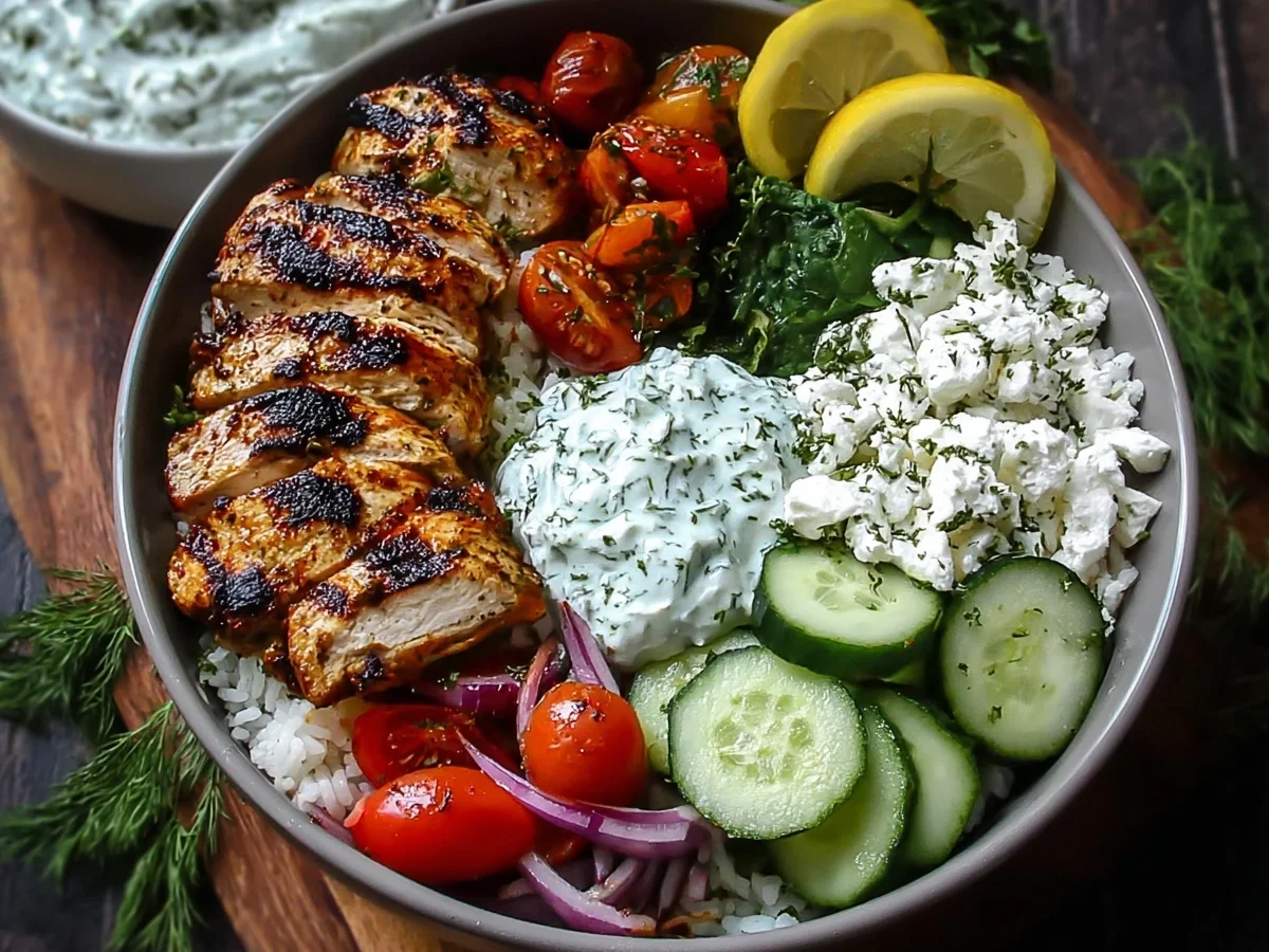 High Protein Mediterranean Chicken Tzatziki Bowls - Image 1